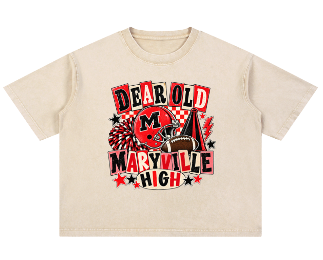Dear Old Maryville High Snow Washed Oversized Tee